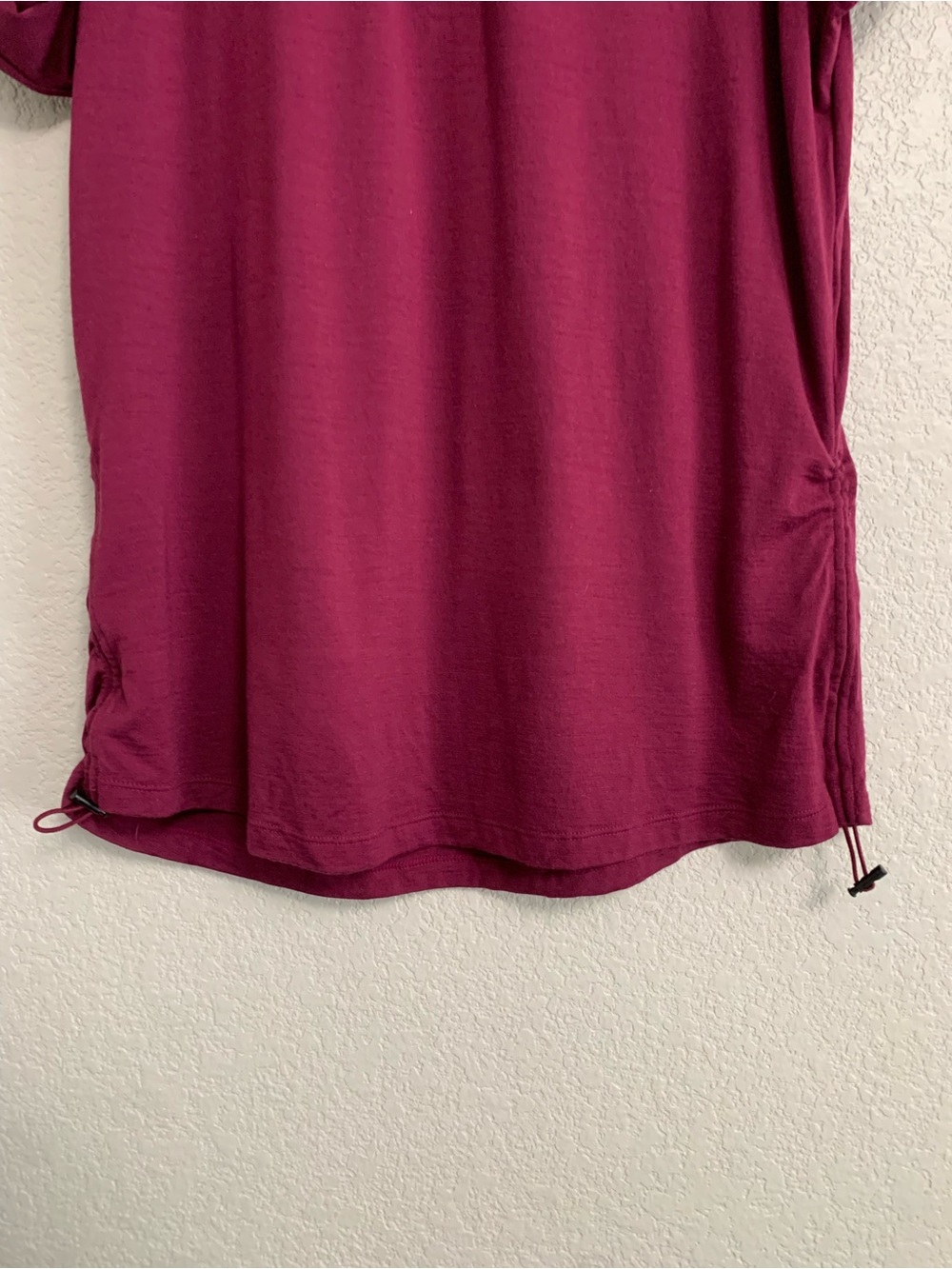 Ibex Top Womens XL Merino Wool 1/4 Zip Base Layer Side Ruched Outdoor Burgundy - Picture 10 of 13